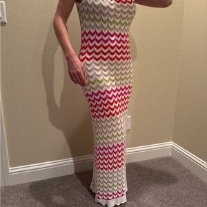 Rachel Zoe Multicolor Chevron Maxi Dress